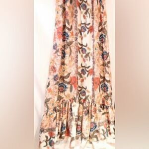 🛍️Casa Lee Orange and Green Floral 💐Maxi High Fashion Size: Small Skirt🌺